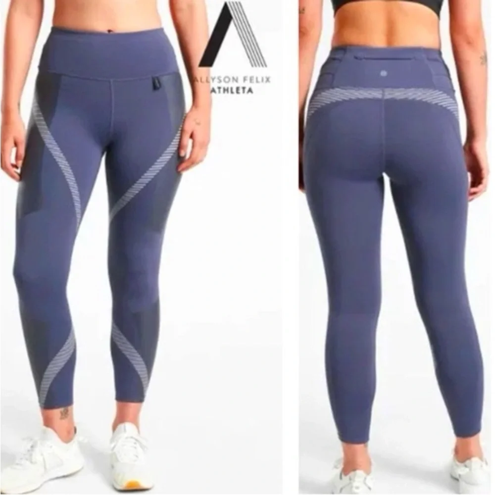 ATHLETA leggings Allyson Felix Legend 7/8 Tight Leggings size L Violet - Picture 16 of 16